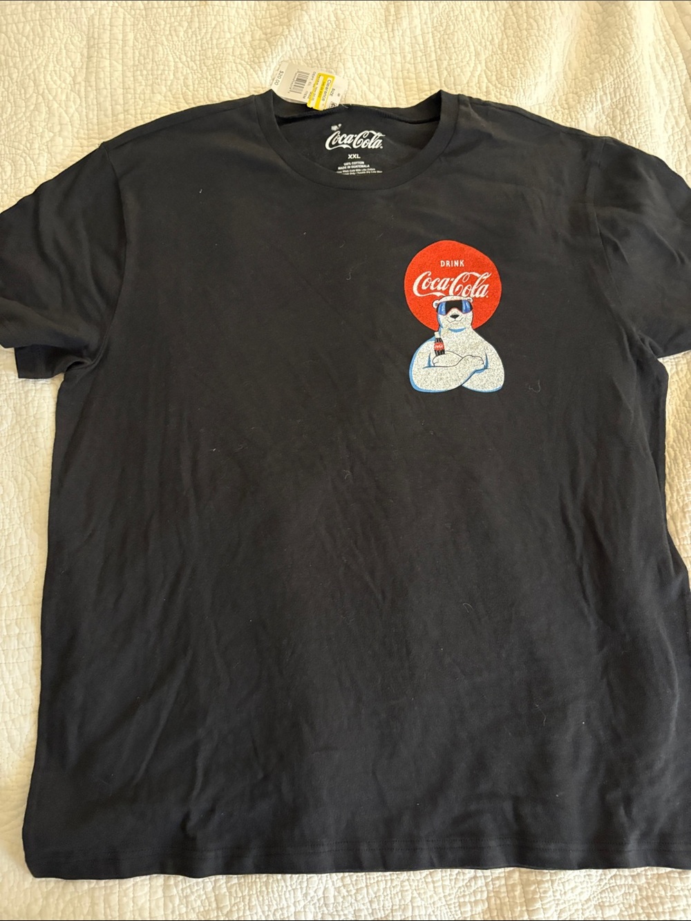 Coca Cola Black Short-Sleeve Tee with Red Logo and Polar Bear Patch